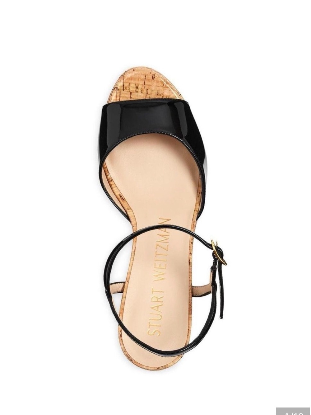 Stuart Weitzman Palima Patent Cork Ankle-Strap Sandal 9.5
